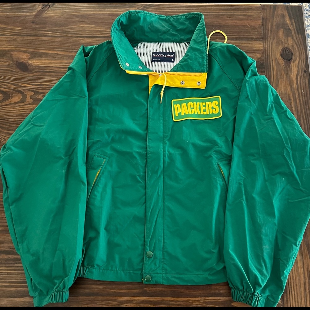 Vintage 90’s Green Bay Packers Windbreaker Jacket Large Made in USA